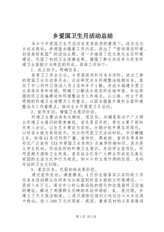 2024年乡爱国卫生月活动总结