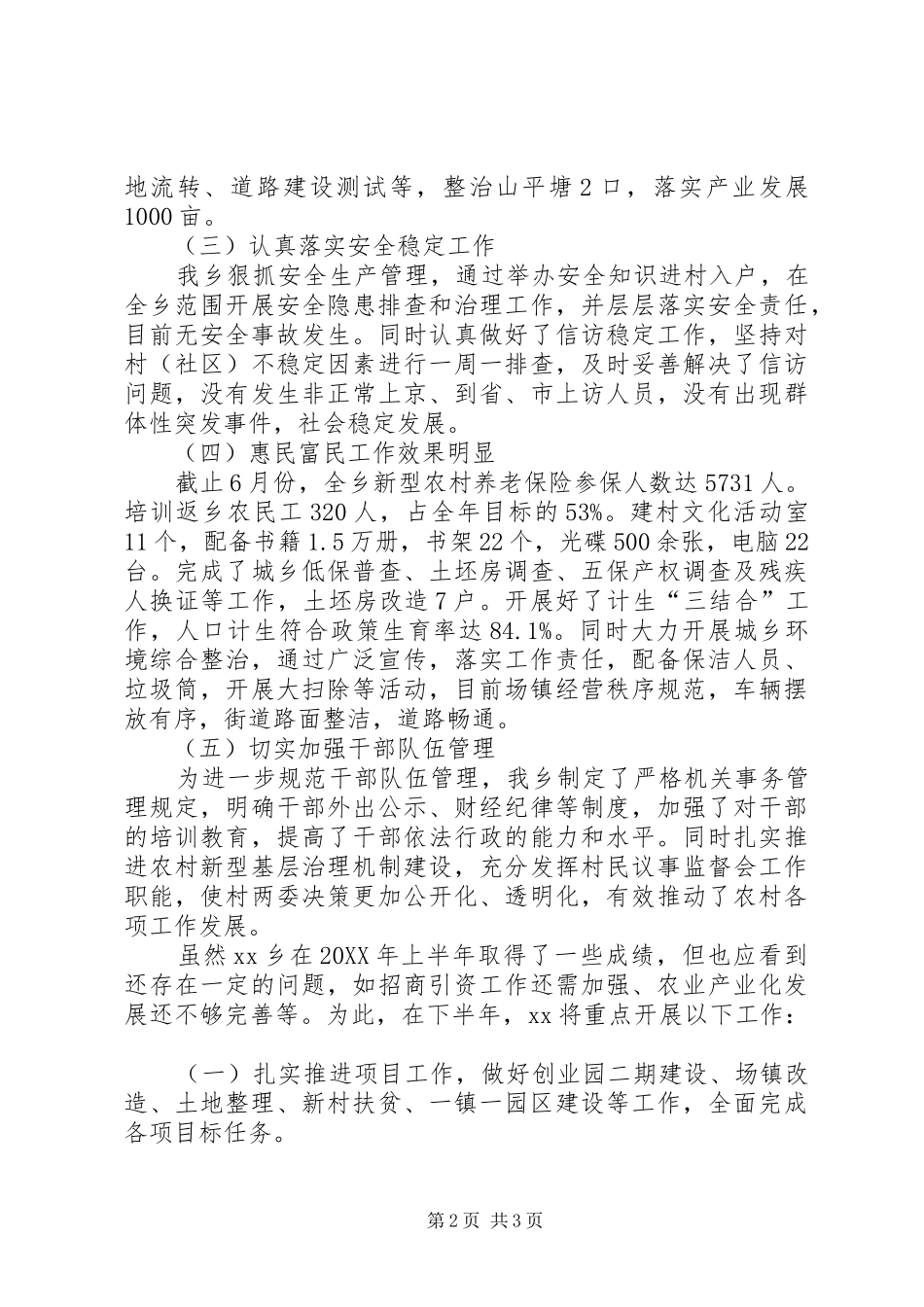 2024年乡半年个人工作总结_第2页
