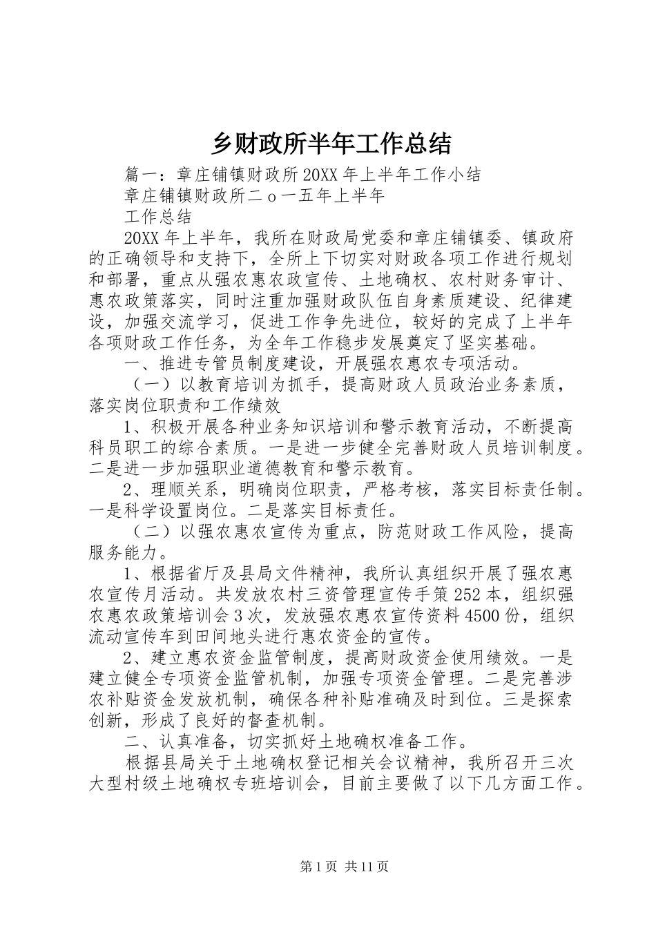 2024年乡财政所半年工作总结_第1页