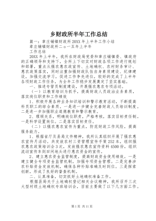 2024年乡财政所半年工作总结