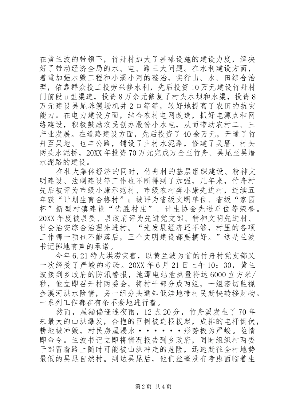 2024年乡村党支部书记个人先进事迹_第2页