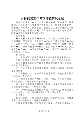 2024年乡村扶贫工作专项排查情况总结