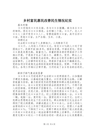 2024年乡村富民惠民改善民生情况纪实