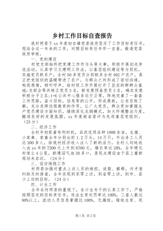 2024年乡村工作目标自查报告