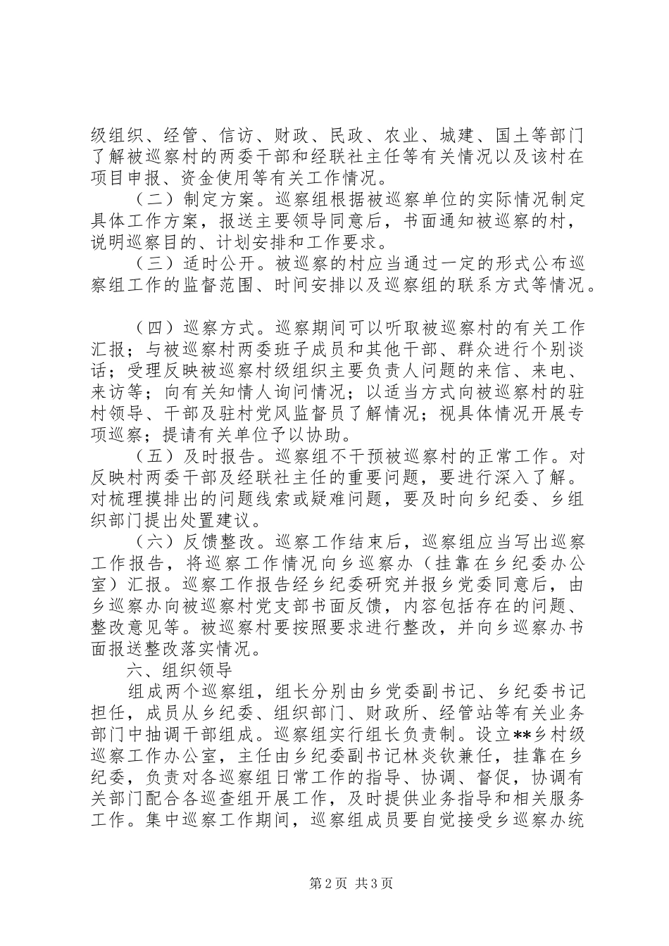 2024年乡村级巡察工作方案_第2页