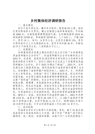 2024年乡村集体经济调研报告