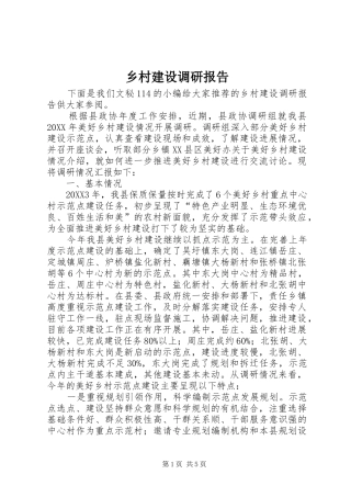 2024年乡村建设调研报告