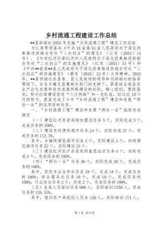 2024年乡村流通工程建设工作总结