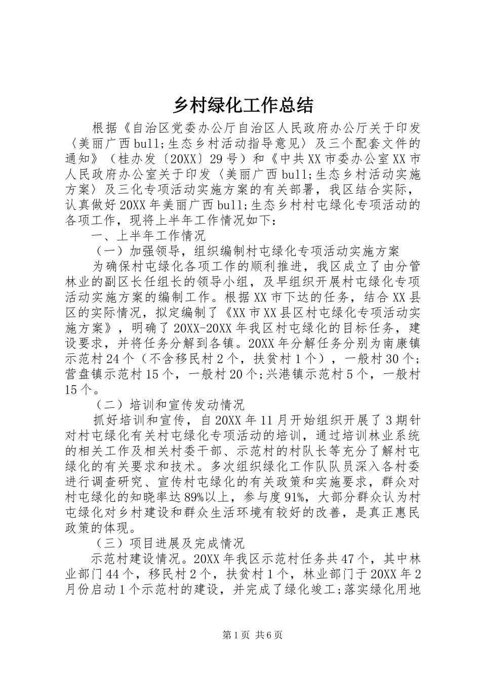 2024年乡村绿化工作总结_第1页