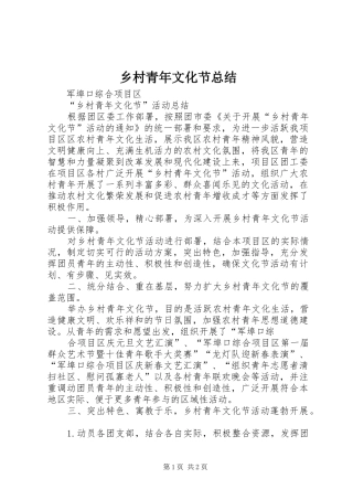 2024年乡村青年文化节总结