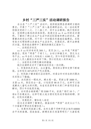 2024年乡村三严三实活动调研报告