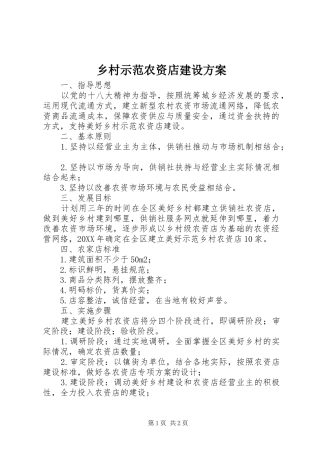 2024年乡村示范农资店建设方案