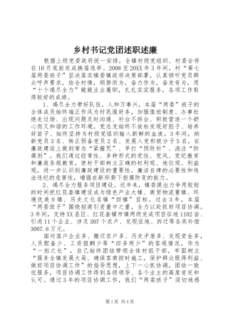 2024年乡村书记党团述职述廉
