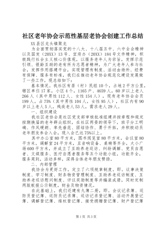 2024年社区老年协会示范性基层老协会创建工作总结