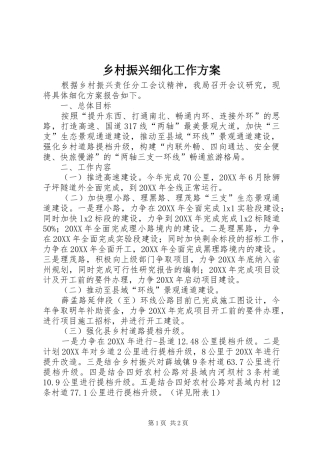 2024年乡村振兴细化工作方案