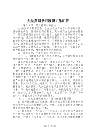 2024年乡党委副书记履职工作汇报