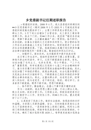 2024年乡党委副书记任期述职报告