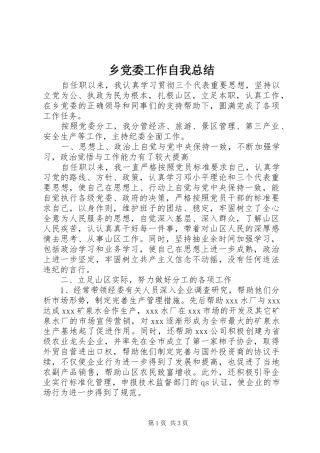 2024年乡党委工作自我总结