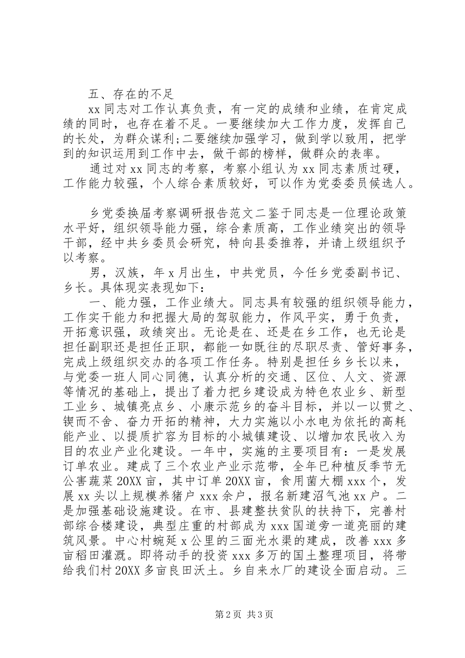 2024年乡党委换届考察调研报告_第2页