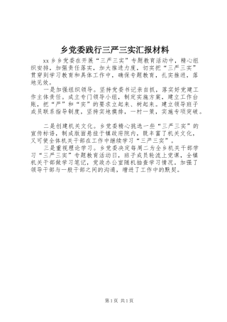 2024年乡党委践行三严三实汇报材料