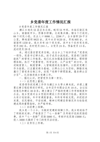 2024年乡党委年度工作情况汇报