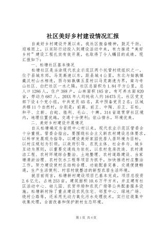 2024年社区美好乡村建设情况汇报