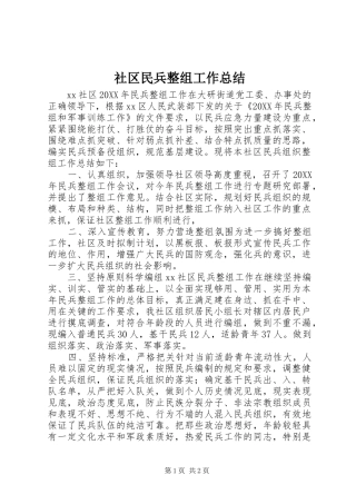 2024年社区民兵整组工作总结