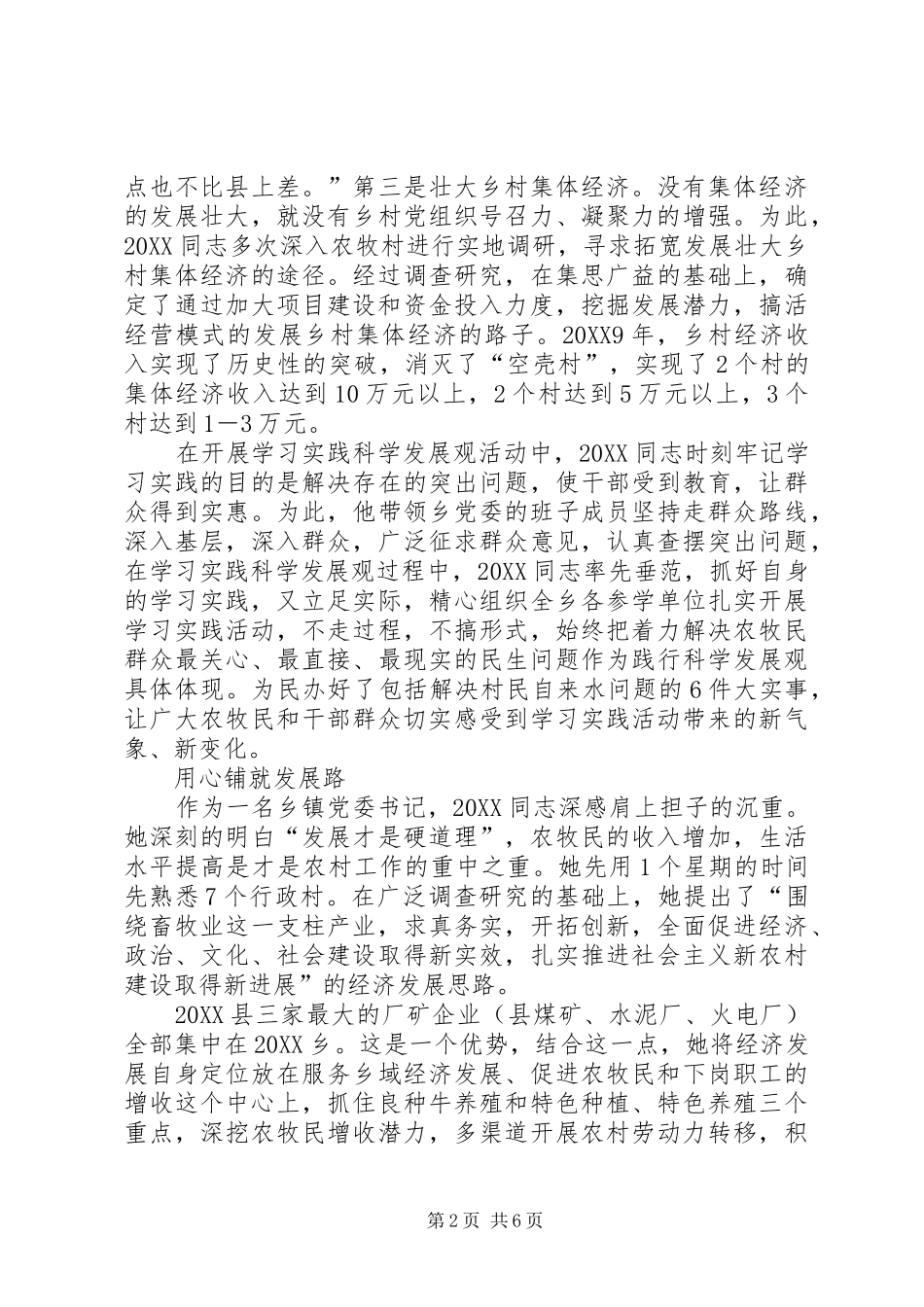 2024年乡党委书记个人事迹材料_第2页