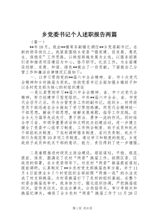 2024年乡党委书记个人述职报告两篇