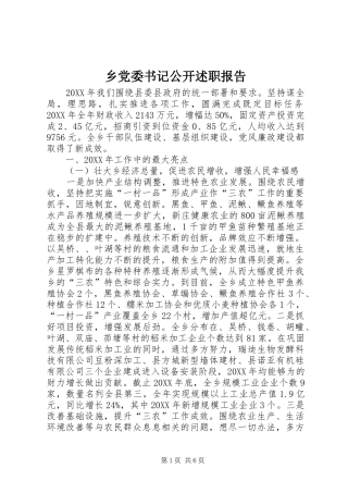 2024年乡党委书记公开述职报告