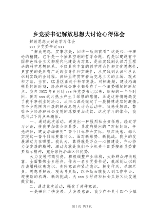 2024年乡党委书记解放思想大讨论心得体会