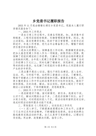 2024年乡党委书记履职报告