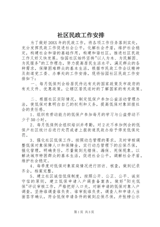 2024年社区民政工作安排