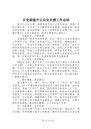 2024年乡党委提升公众安全感工作总结