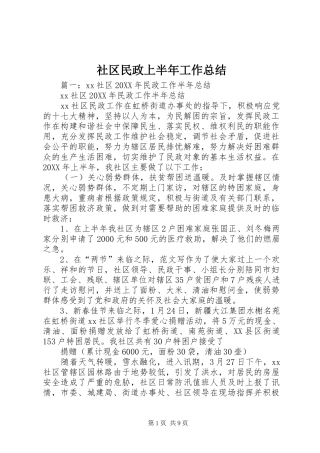2024年社区民政上半年工作总结
