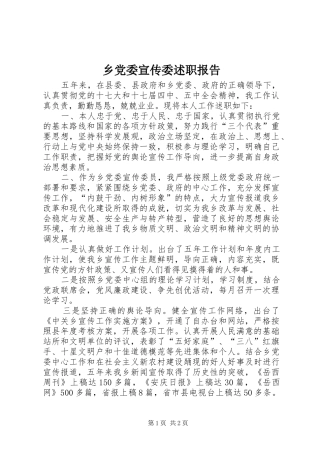 2024年乡党委宣传委述职报告