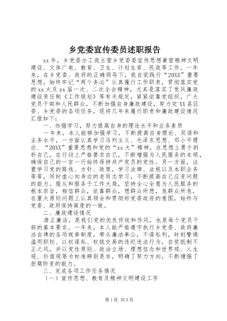 2024年乡党委宣传委员述职报告