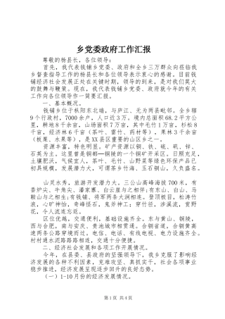 2024年乡党委政府工作汇报