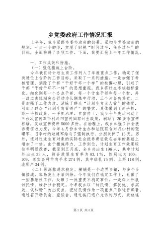 2024年乡党委政府工作情况汇报