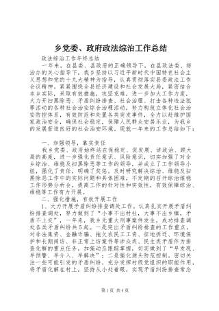 2024年乡党委政府政法综治工作总结