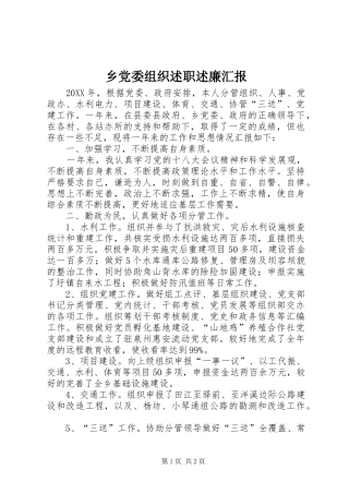 2024年乡党委组织述职述廉汇报