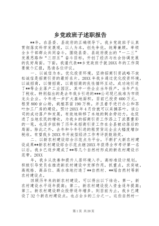 2024年乡党政班子述职报告