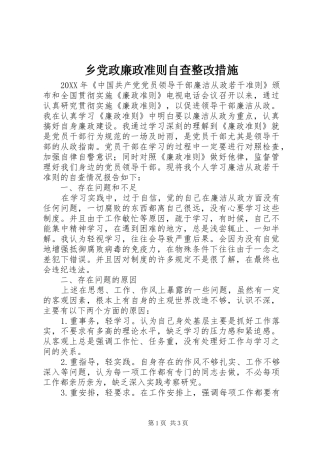 2024年乡党政廉政准则自查整改措施