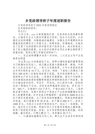 2024年乡党政领导班子年度述职报告