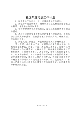 2024年社区年度司法工作计划