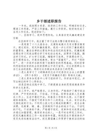 2024年乡干部述职报告