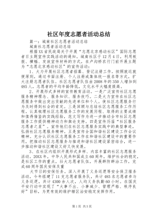 2024年社区年度志愿者活动总结