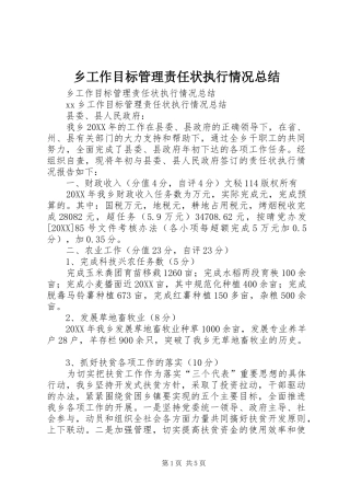 2024年乡工作目标管理责任状执行情况总结