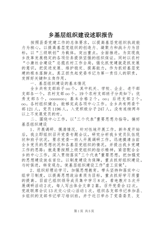 2024年乡基层组织建设述职报告