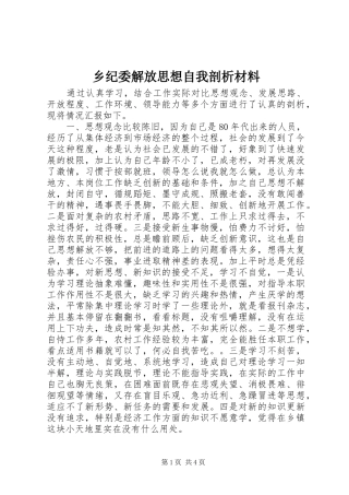 2024年乡纪委解放思想自我剖析材料